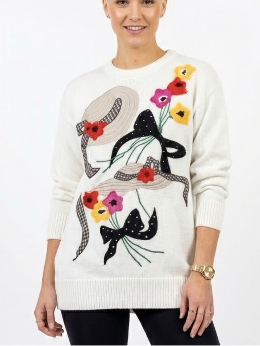 Vintage 80s IB Diffusion Oversized Patchwork Knit Sweater (Medium)
